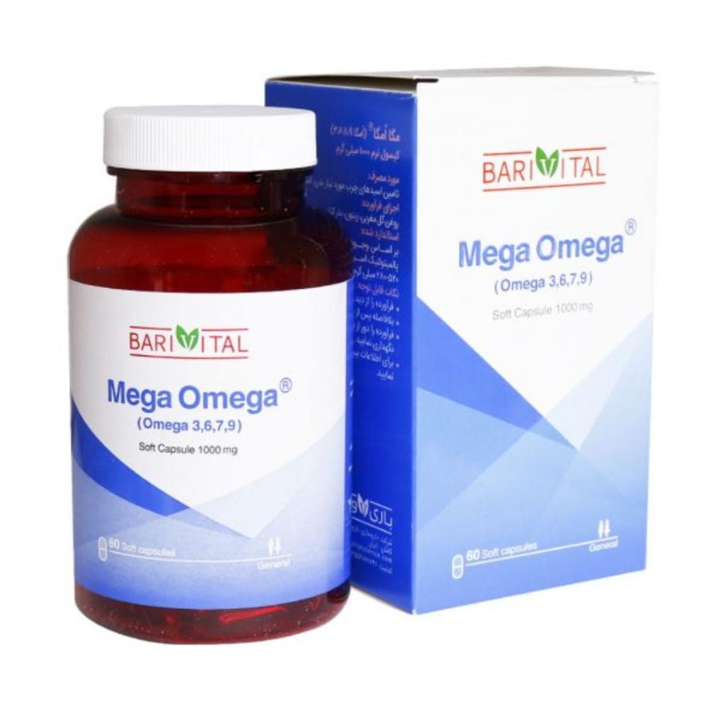 سافت ژل مگا امگا 9 7 6 3 باریویتال 60 عدد سافت ژل مگا امگا 9 7 6 3 باریویتال 60 عدد